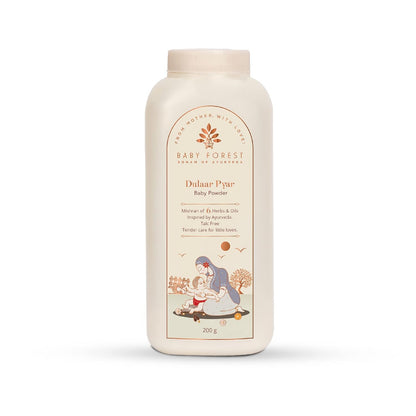 Baby Forest Dulaar Pyar Talc-Free Baby Powder | with Chamomile, Jojoba & Marigold Oils + Corn Starch | for Soft, Rash-Free Skin | Natural, Derma Safe, Cruelty-Free Baby Powder | 200g