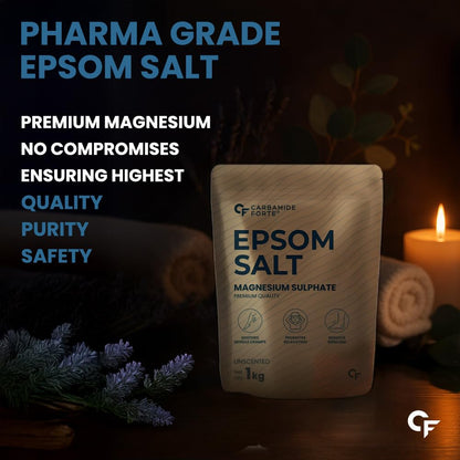 Carbamide Forte Epsom Salt for Foot & Bath 1kg | Magnesium Sulphate Crystals for Relaxing Bath, Foot Soak & Garden Use | Epsom salt for Pain Relief Foot & Muscle Relaxation