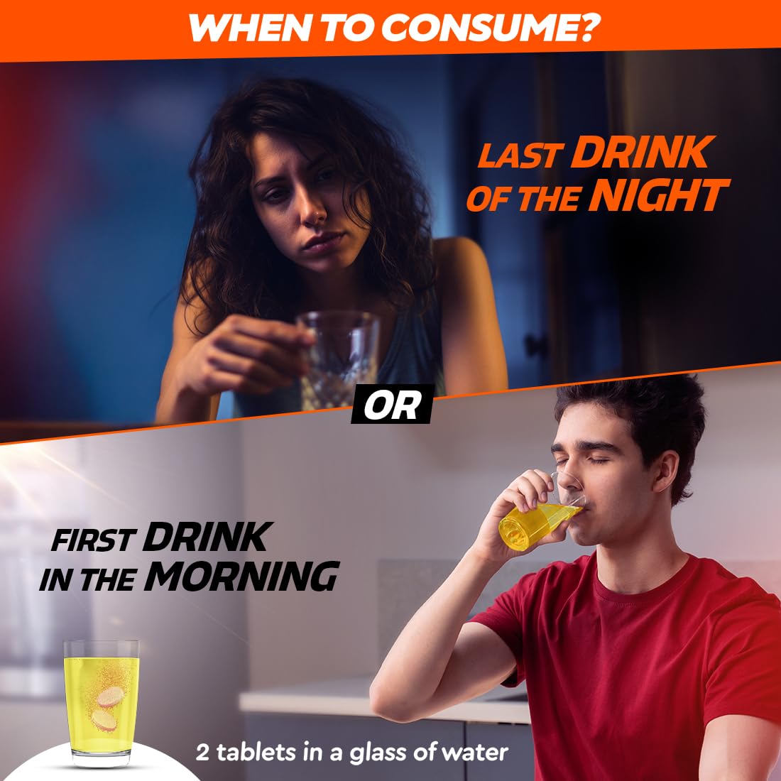 Fast&Up NightOut | 10 Effervescent tabs | Instant Hangover Relief | Helps detoxify liver | Rapid hydration & energy | Helps prevent Hangover | Zero sugar | Fizzy lemon flavour