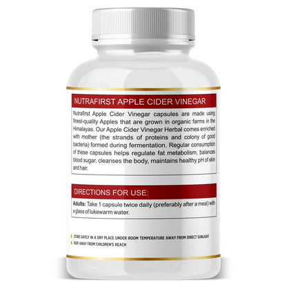 Nutrafirst Apple Cider Vinegar Capsules (500mg) for Weight Management, Skin & Hair Health in Men & Women â€“ 60 Capsules