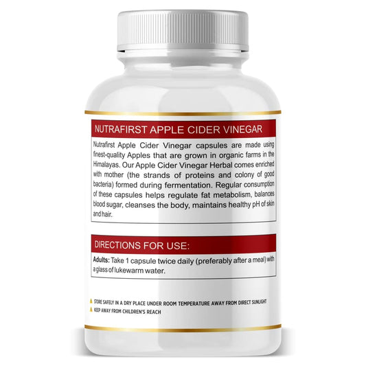 Nutrafirst Apple Cider Vinegar Capsules (500mg) for Weight Management, Skin & Hair Health in Men & Women â€“ 60 Capsules