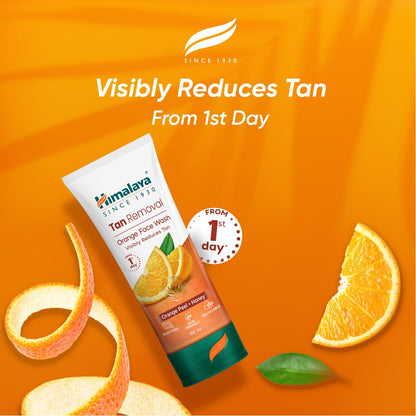 Himalaya Tan Removal Orange Face Wash | Deeply Cleanses & Reduces Tan | with Orange Peel, Papain & Honey | Exfoliates Dead Skin | Dermatologically Tested | For Men & Women | 50ml