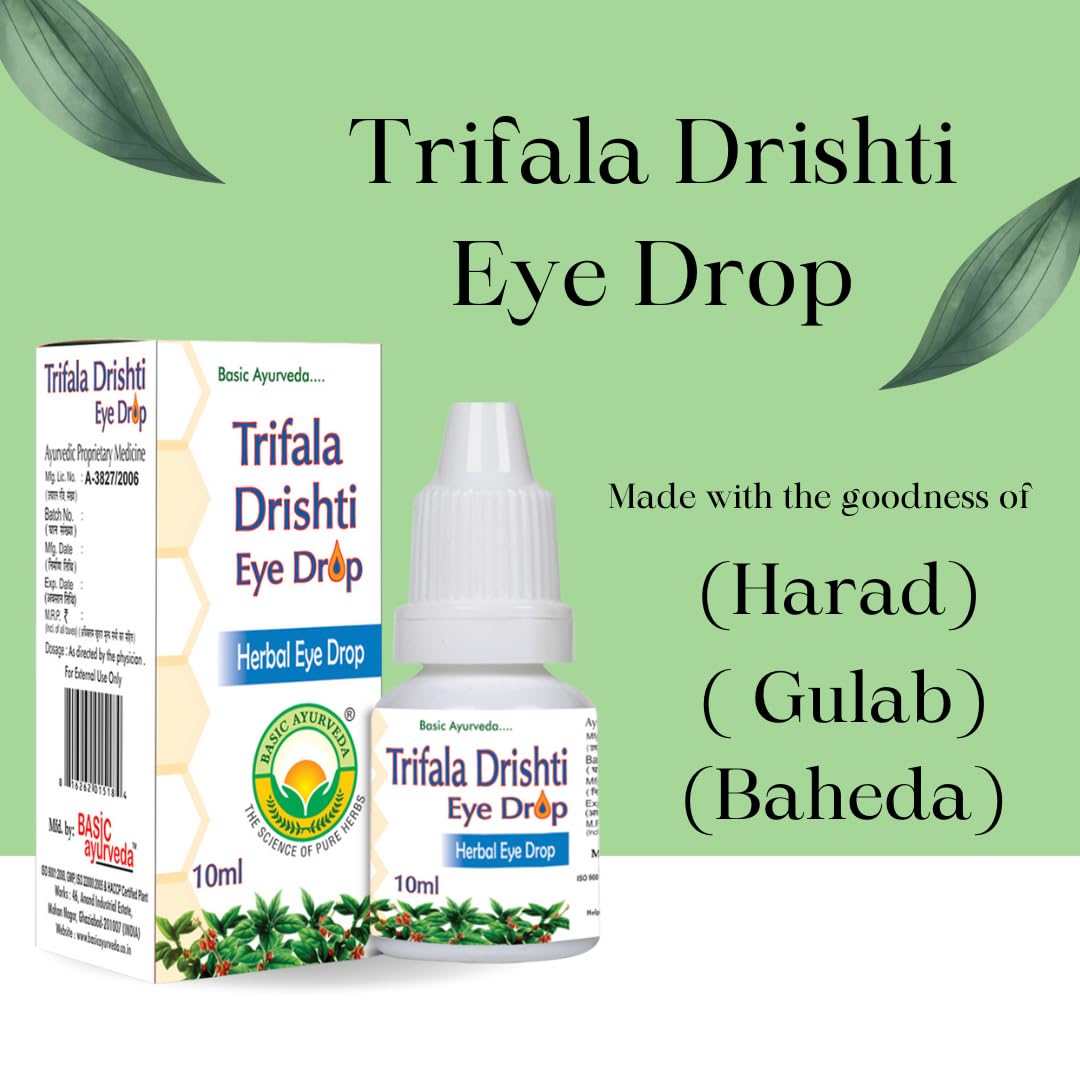 Basic Ayurveda Triphala Drishti Eye Drop â€“ 10ml | Natural Ayurvedic Herbal Eye Care Drops with Triphala & Honey | Cooling, Refreshing & Gentle Support for Healthy Eyes & Daily Eye Wellness