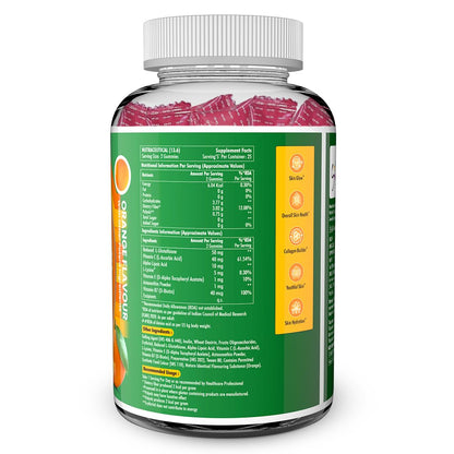 NATURYZ L-Glutathione with Biotin 2-in-1 Gummies | Vitamin C, Vitamin E & Astaxanthin | Skin Glow, Brightening, Depigmentation, Hair Growth for Men & Women | No added sugar- 50 Gummies (Orange)