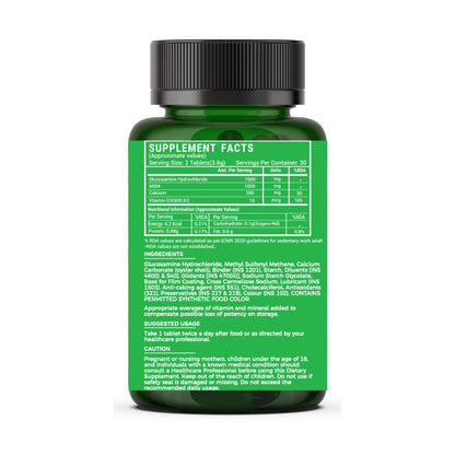 FittR Bites Glucosamine Tablets for Joint Support Supplement| with MSM Calcium & Vitamin D3 | Cartilage and Bone Health supplement, 60 Tablets, (Pack of 1, 60)