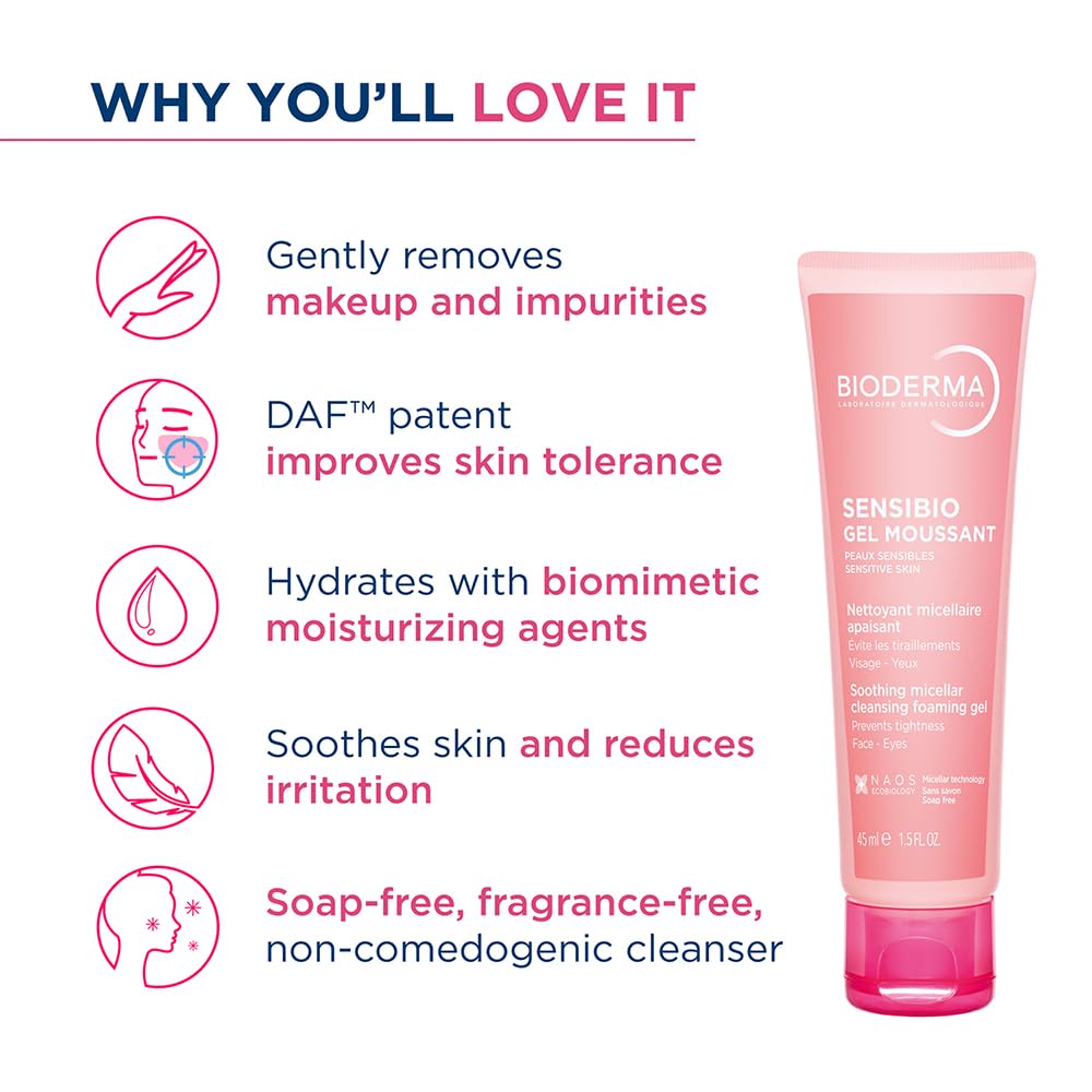 Bioderma Sensibio Gentle Soothing Micellar Cleansing Foaming Gel For Sensitive Skin(45ml)
