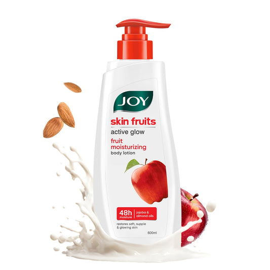 Joy Skin Fruits Apple Infused Lightweight Body Lotion (600ml) | With Almond & Jojoba Oil | Non-Sticky & Fast Absorbing for Winters | Deep Hydration & Radiant Glow for All Skin Types