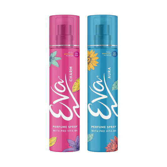 Eva Aura & Charm No Gas Perfume Spray | Long Lasting Perfume Body spray | Floral Grace With Shades Of Mandrine Orange, Cashmirwood & Fresh Citrus Fragrance | Deodorants Women | 120 Ml | Pack Of 2