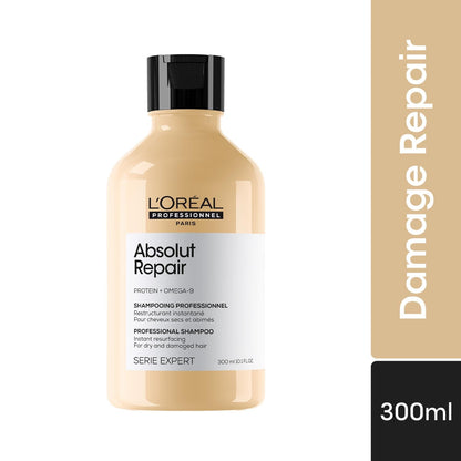 L'OrÃ©al Professionnel Absolut Repair Shampoo for Dry & Damaged Hair - 300ml | Professional shampoo for Strengthening and Repairing Hair, With Protein & Omega-9, For Men & Women