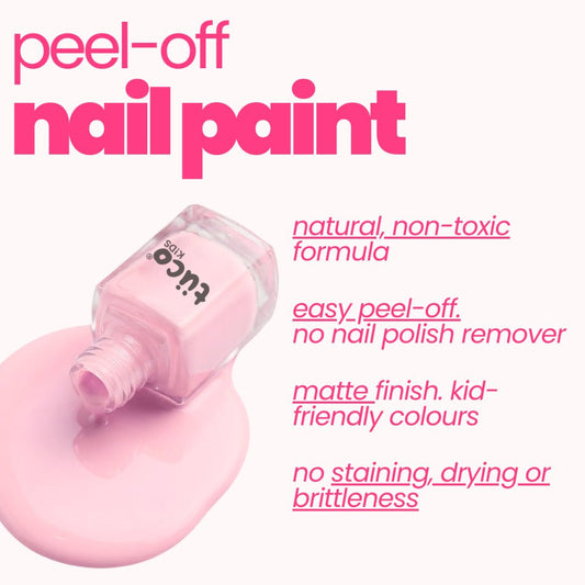 TucoÂ® Kids Water Based Safe Nail Polish for girls | Easy to Peel Off, Non Toxic, Natural & Safe for Kids | Play Safe with Chemical Free Nails for Daughters | Pack of 1x5ml | Pink