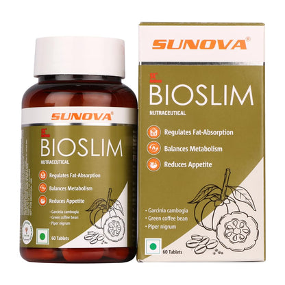 SUNOVA Bioslim Fat Burner Capsules â€“ Organic Weight Management Formula Made of Garcinia Cambogia and Green Coffee Bean Extracts 60 Tablets (Pack of 1)