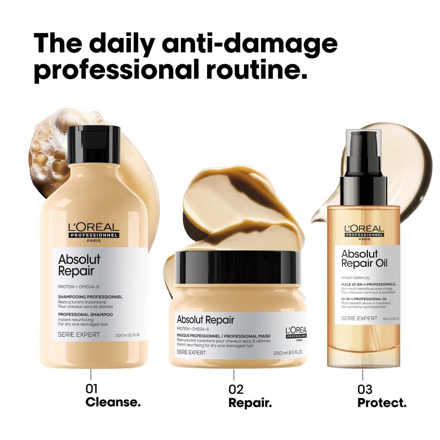 L'OrÃ©al Professionnel Absolut Repair Mask for Dry & Damaged Hair - 250ml | Professional mask for Strengthening and Repairing Hair, With Protein & Omega-9, For Men & Women