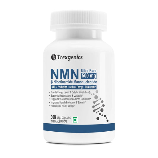 Trexgenics NICOTINAMIDE MONONUCLEOTIDE (NMN) 500 mg ULTRA PURE NAD+ Booster Energy, Muscle Endurance, Cardiovascular Health (30 Veg. caps) (Pack of 1)