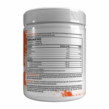 Tri Creatine Powder I Muscle Growth Supplement I 200 Gm I 40 Servings I Boosts Athletic Performance I Fiery Mango Flavour