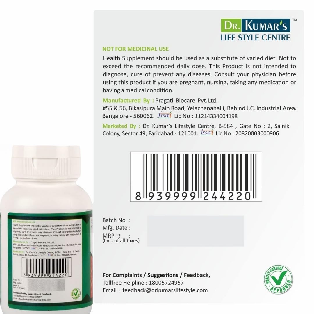 DR. KUMAR'S LIFESTYLE CENTRE Booster Nitrogen L-Arginine Tablets | HCL & Vitamin B6 | Support Healthy Blood Circulation | Health Supplement | 30 Tablets | 1000mg