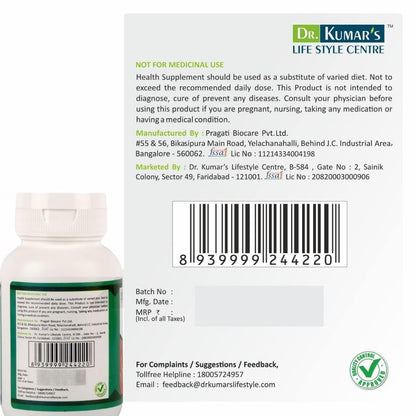 DR. KUMAR'S LIFESTYLE CENTRE Booster Nitrogen L-Arginine Tablets | HCL & Vitamin B6 | Support Healthy Blood Circulation | Health Supplement | 30 Tablets | 1000mg