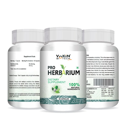 Vokin Biotech Pro Herbarium Protects Liver, Heart, Lungs, Stomach & Skin from Parasites (60 Capsules)