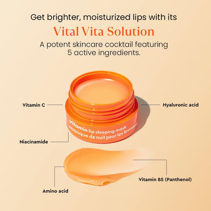 The Face Shop Vitamin C Lip Sleeping Mask (14g) - Smooths & Softens Dry Lips - Hydrating Lip Mask, Lip Moisturizer - Overnight Lip Care - Korean Skin Care