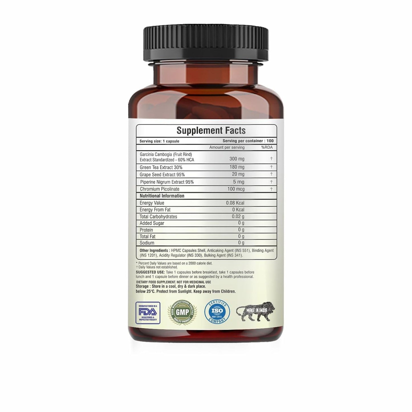 Fat Burner - 100 Capsules- Weight Loss Supplement with Garcinia Cambogia, Green Coffee Beans Green Tea Extract Metabolism Booster Belly Fat Burner for Men & Women