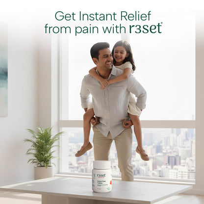 R3SET Herbal Tablets| Instant Relief for Abdominal, Period, menstrual cramps, Stomach, Knee & Joint Pain | 100% Vegetarian & Natural | Powered by natural herbs Cumin, Pippali & Ajwain | Ayurvedic Blend | 60 Tablets