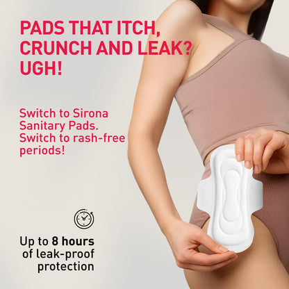 Sirona Sanitary Pads for Women - XL (Pack of 30) | Pad for Rashfree Periods | Cottony Soft & Breathable Napkins For Ultra Comfort | Upto 8 Hrs Leak-Proof Protection