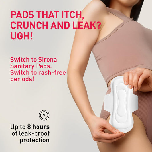Sirona Sanitary Pads for Women - XL (Pack of 30) | Pad for Rashfree Periods | Cottony Soft & Breathable Napkins For Ultra Comfort | Upto 8 Hrs Leak-Proof Protection