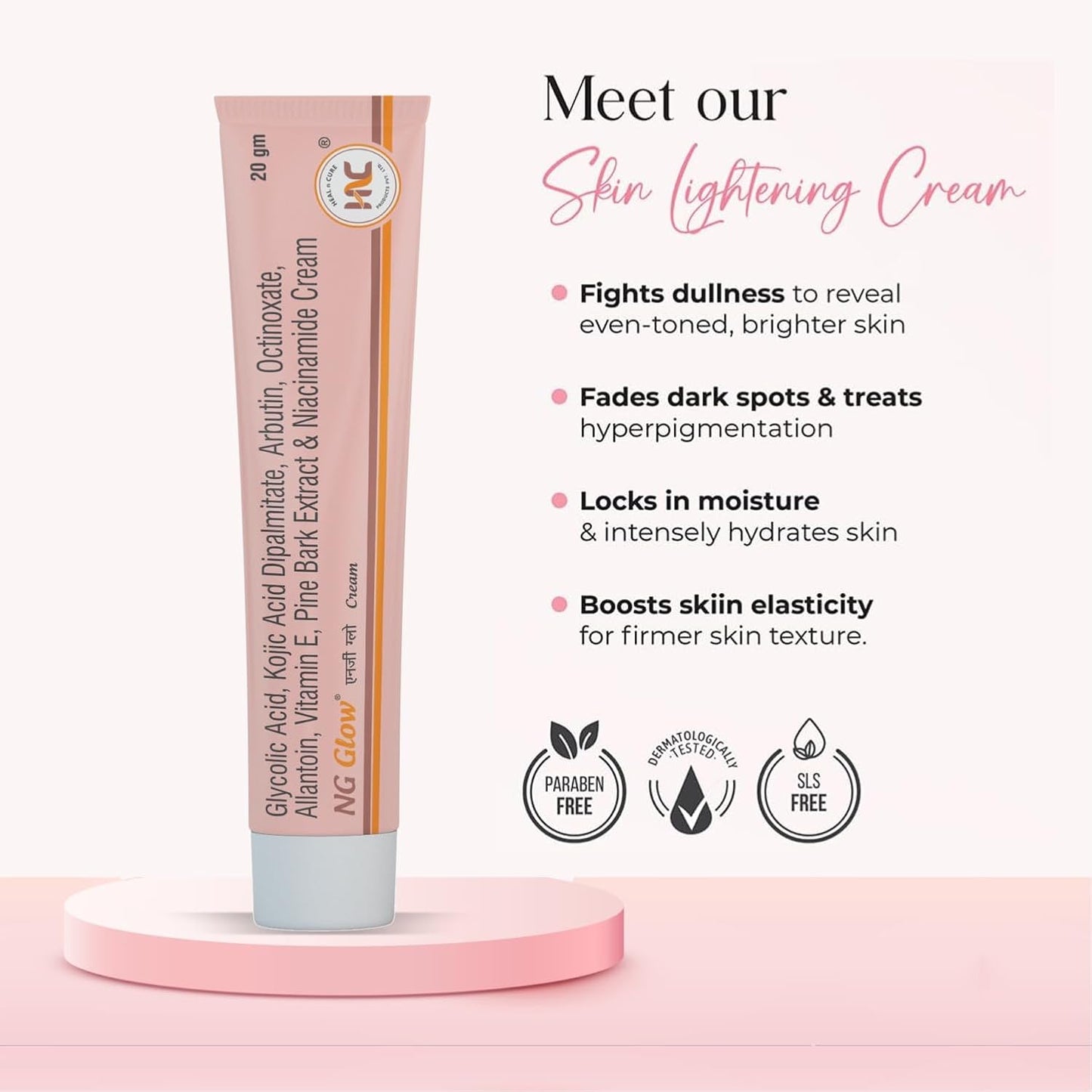 Heal N Cure NG Glow Cream - Enriched With Kojic Acid &Glycolic Acid | Anti-melasma & Anti Pigmentation Cream. Helps To Remove Acne Scar, Dark/Age Spots, Blemishes and Uneven Skin Tone-20GM