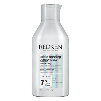 Redken Acidic Bonding Concentrate Sulphate Free Shampoo With Citric Acid, 300 ml | Professional pH Balancing Bond Repair Shampoo For Dry, Damaged, Coloured and Frizzy Hair | For Men & Women
