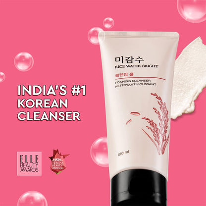 The Face Shop Rice Water Bright Foaming Face Wash 100ml | Face Wash for Glowing Skin | Cleanser for Uneven Skin Tone | Korean Skin Care, For Oily skin