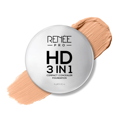 RENEE PRO HD 3 In 1 Compact,Concealer, Foundation - CrÃ¨me, SPF 20, Matte Finish, High Coverage, Ultralight & Silky Smooth Finish, Enriched With Vitamin E, C & Aloe Vera - 9 Gm