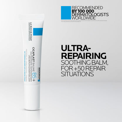 La Roche-Posay Cicaplast Baume B5+ Repair Moisturizer Balm | Hydating Multi-Purpose Soothing Cream for Dry, Sensitive & Damaged Skin, Fragrance Free 15 ml