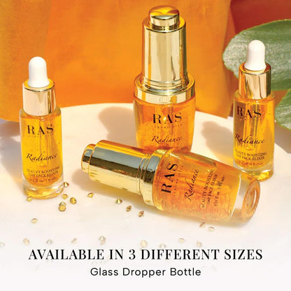 RAS Luxury Oils 24K Gold Radiance Elixir Face Serum for Glowing Skin, Skin Brightening, Reduce Wrinkles, Acne, Dark Spots, Natural & Organic