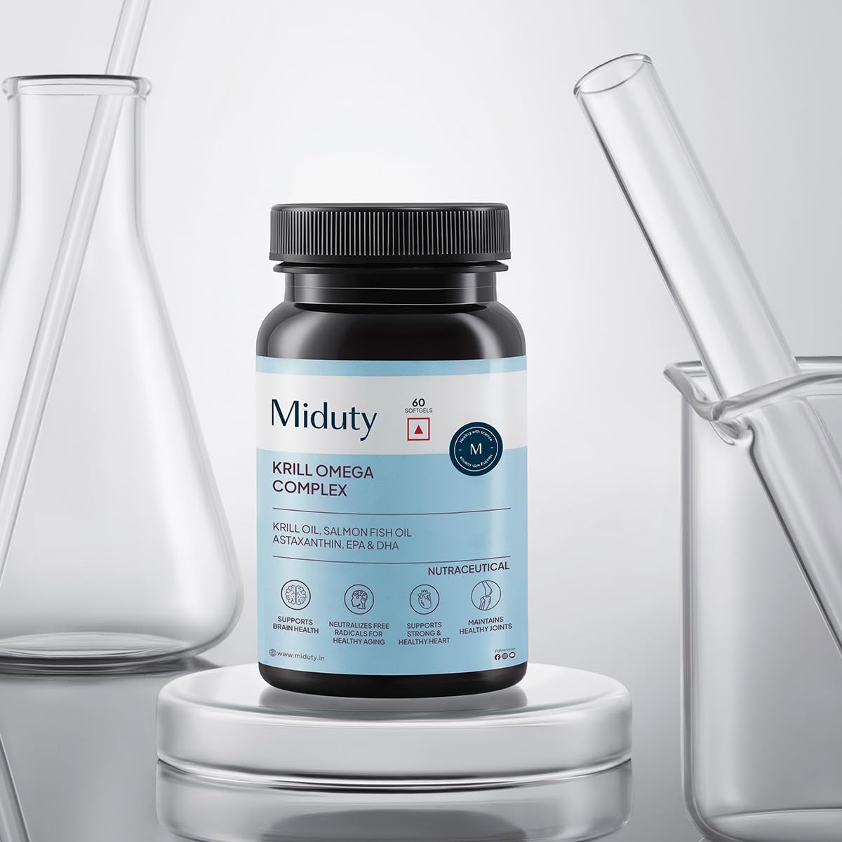 Miduty Palak Notes Antarctic Fish Krill Oil - Triple Strength Omega 3 Capsule With Astaxanthin- Antioxidant - EPA & DHA - For Joints - Heart - Liver Krill Omega 3 Supplement 60 Softgel