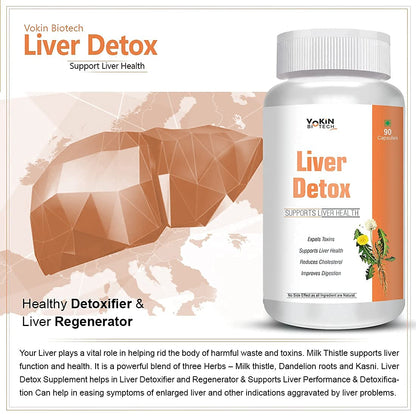 Vokin Biotech Liver Detox For Healthy Liver | Helps in Cleanse Liver, Natural Protection Against Fatty Liver Supplement For Men And Women 90 Capsules