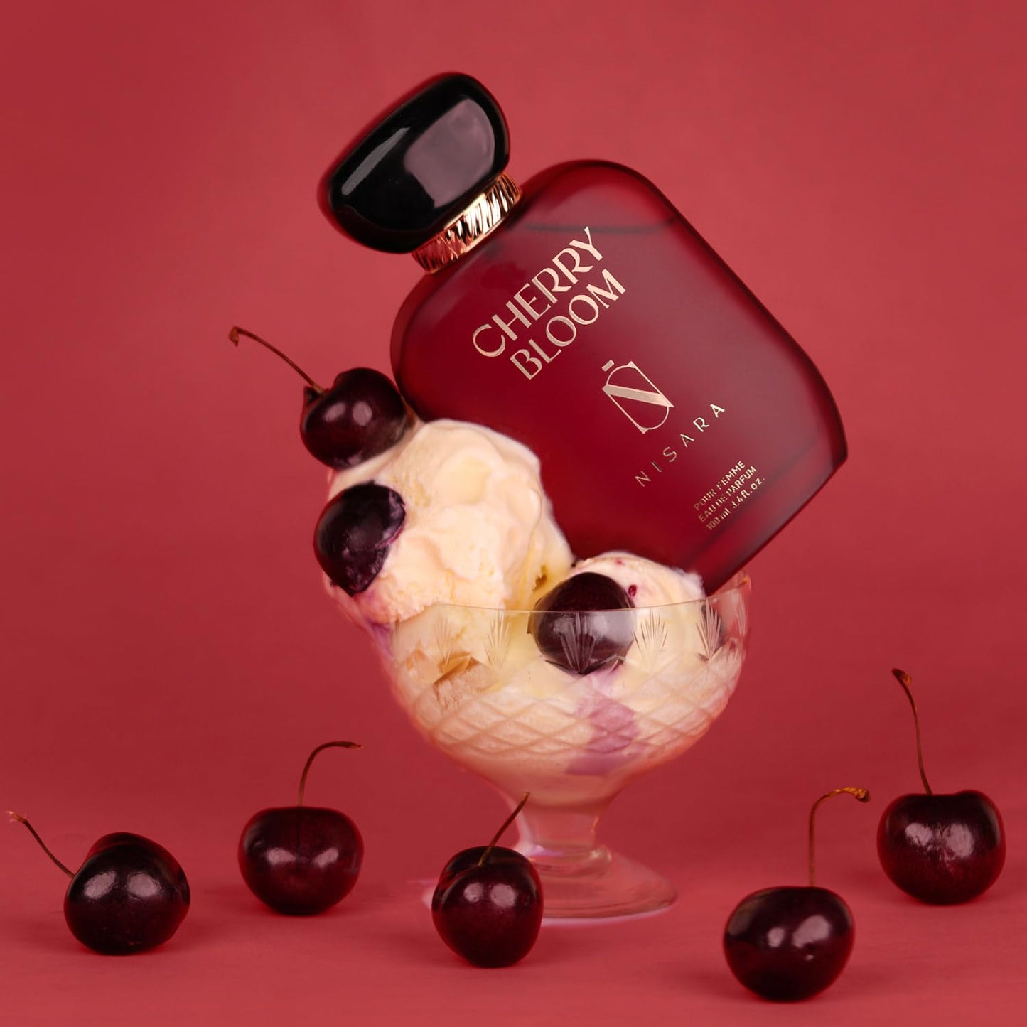 Nisara Cherry Bloom Gourmet Perfume For Woman 100 ml | Long Lasting Eau De Parfum | Fruity - Floral Fragrance With | Cherry, Plum, Tuberose, Vanilla, Musk, Amber, Sandalwood | EDP Scent spray for Women | Premium Perfume For Her