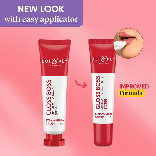 Dot & Key Strawberry Lip Balm (12gm) for Moisturization | Soft and Naturally Pink Lips |Tinted Lip Balm with SPF 30 & Vitamin C + E | Lipbalm for Dry & Dark Lips | Lip Balm for Women