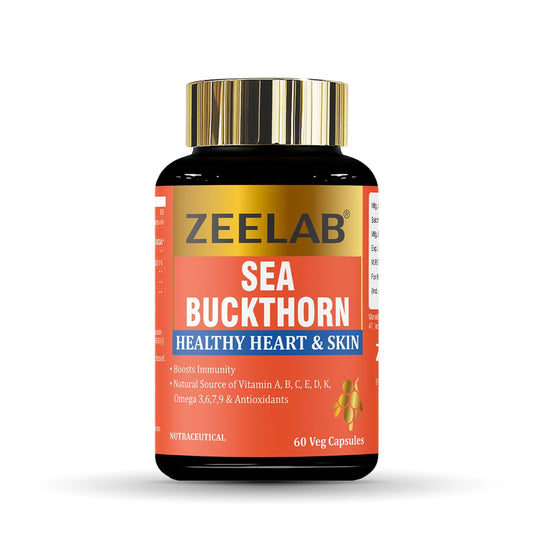 Zeelab Sea Buckthorn Capsules | Rich in Omega 7, Vitamins & Antioxidants | Supports Heart Health, Skin Glow, Immune Wellness & Cholesterol Balance â€“ 60 Veg Capsules