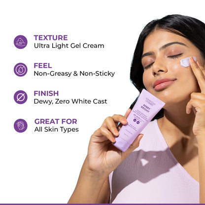 Conscious ChemistÂ® Sunscreen SPF 50 PA++++ In-Vivo Tested | 50g | Sunscreen for Oily Skin, Gel Sunscreen, Niacinamide with Black Berry Extract, Hybrid Lightweight, All Skin Types - Berry Bright