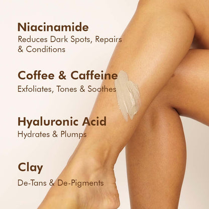 mCaffeine Coffee Body Scrub Mask with Niacinamide for Tan Removal & Depigmentation | Reduces Dark Skin Patches, Nourishes & Hydrates | De-Tan Body Mask for Women & Men | Natural & 100% Vegan