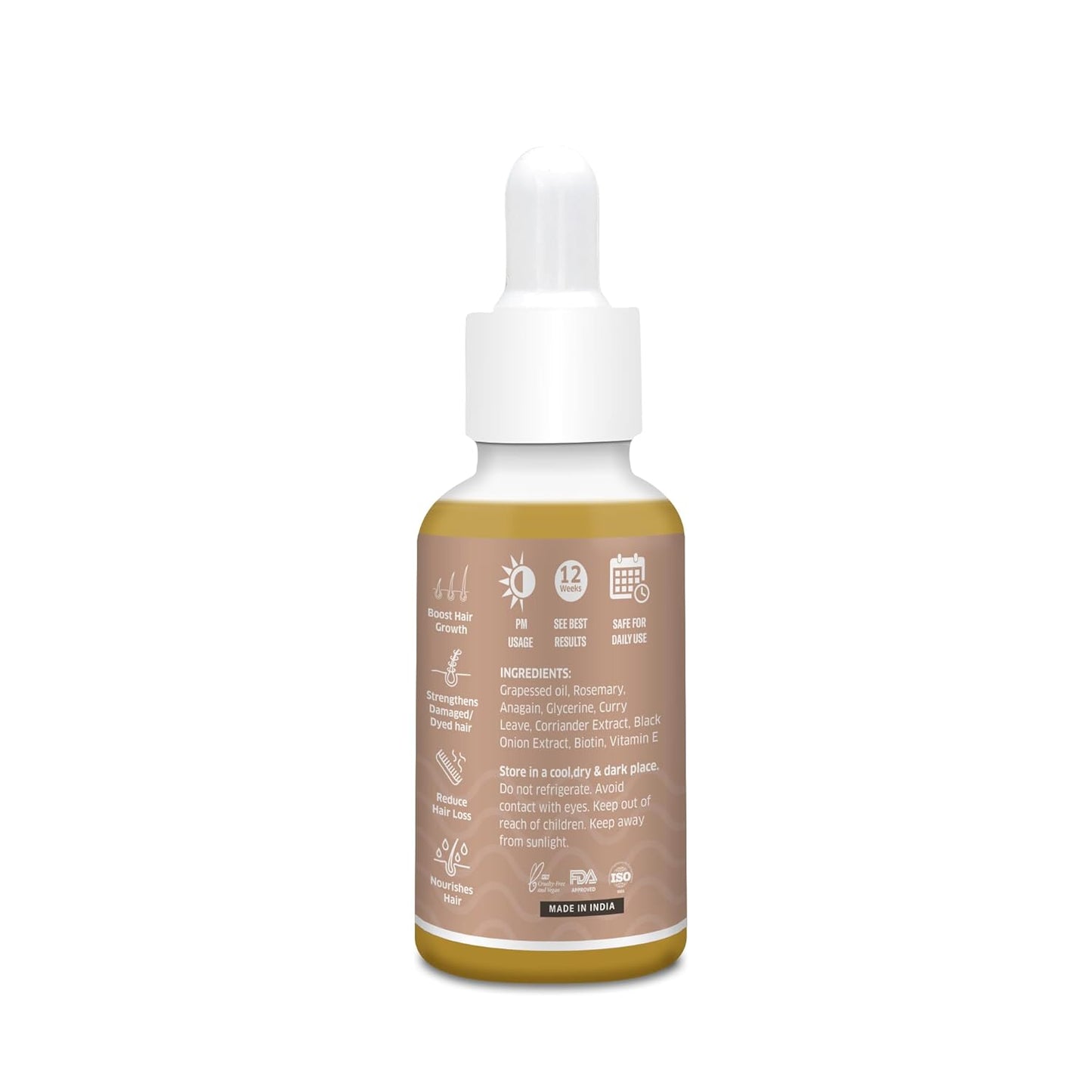 BAKE 95% Pure Rosemary Oil Hair Serum for Hairfall Control with Anagain & Biotin | Scalp Serum For Hair Growth & Dry, Frizzy Hair | For Women & Men | 50ml