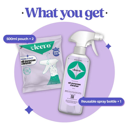 Cleevo All- Surface Cleaner- 1 Litre Bottle Pack | Plant-based Powerful Surface Cleaning Liquid for Tough Stains | Non-toxic Stain Remover for Home Surfaces Cleaning | Multi Surface Cleaner (Lavender)
