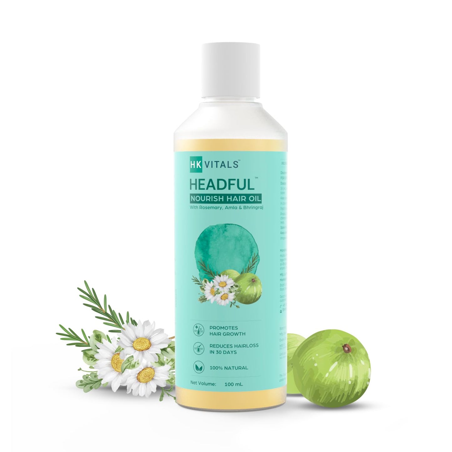 HealthKart HK Vitals Headful Nourish Hair Oil with Rosemary, Amla, Bhringraj (100ml) | For Hair Growth & Hair Fall Control