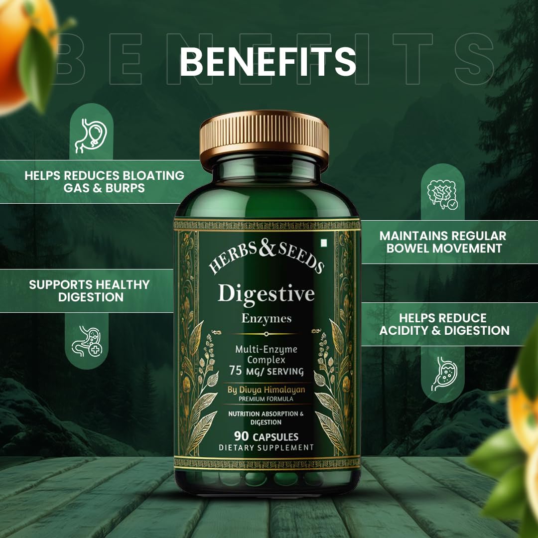 Simply Herbal Digestive Enzyme Capsules - For Better Digestive Function, Healthy Gut, & Health Management - 60 Capsules - For Men & Women