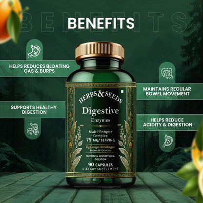 Simply Herbal Digestive Enzyme Capsules - For Better Digestive Function, Healthy Gut, & Health Management - 60 Capsules - For Men & Women