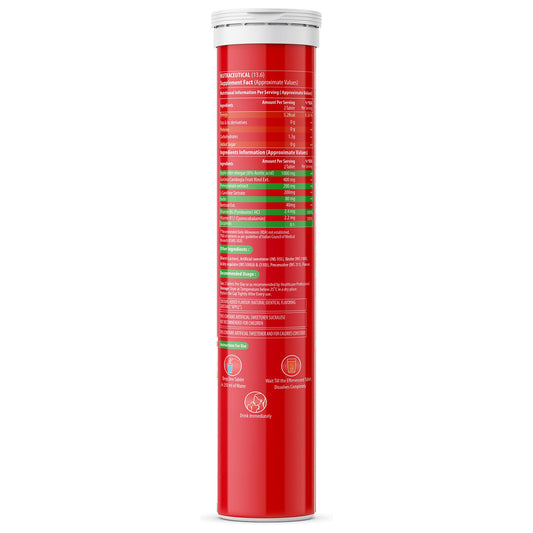 Naturyz Apple Cider Vinegar Effervescent with L Carnitine, Garcinia cambogia | Control Cravings | Beetroot for Detox & Energy| Immunity | Inulin Fibre Supports Digestion | Gluten-Free | No Maltodextrin & No Added Sugar | Vegan - 20 tablets (Apple Flavour)