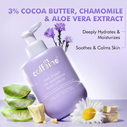 mCaffeine 10% Magnesium Body Lotion 300ml | Stress-Relief & Better Sleep | Mild Vanilla Orchid Fragrance Calms & Soothes | 3% Cocoa Butter, Non-Greasy, Deep Moisturization Bodylotion for Men & Women | Summer Cream for Dry Skin