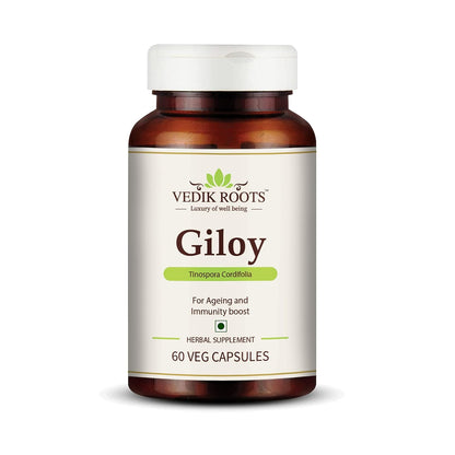 Giloy Capsules, Natural Giloy, Antioxidant Properties, Ayurvedic Supplement, Immunity Booster, Health and Wellness- 60 Capsules (Pack of 1)