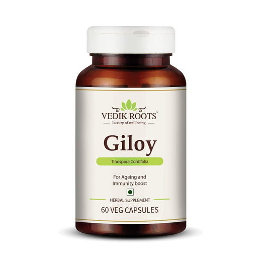 Giloy Capsules, Natural Giloy, Antioxidant Properties, Ayurvedic Supplement, Immunity Booster, Health and Wellness- 60 Capsules (Pack of 1)