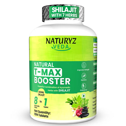 Naturyz VEDA T-MAX Booster with Shilajit, Safed Musli & Ashwagandha | Ayurvedic Strength, Stamina & Energy Support | High Absorption Formula for Men & Women | 90 Tablets