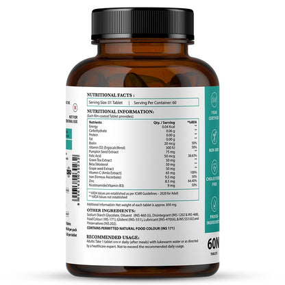 Nirvasa Hair Vitals DHT Blocker with Biotin (650mg) â€“ 60 Tablets | Supports Hair Growth, Strength & Thickness | Reduces Hair Fall & Breakage | With Beta-Sitosterol | For Men & Women